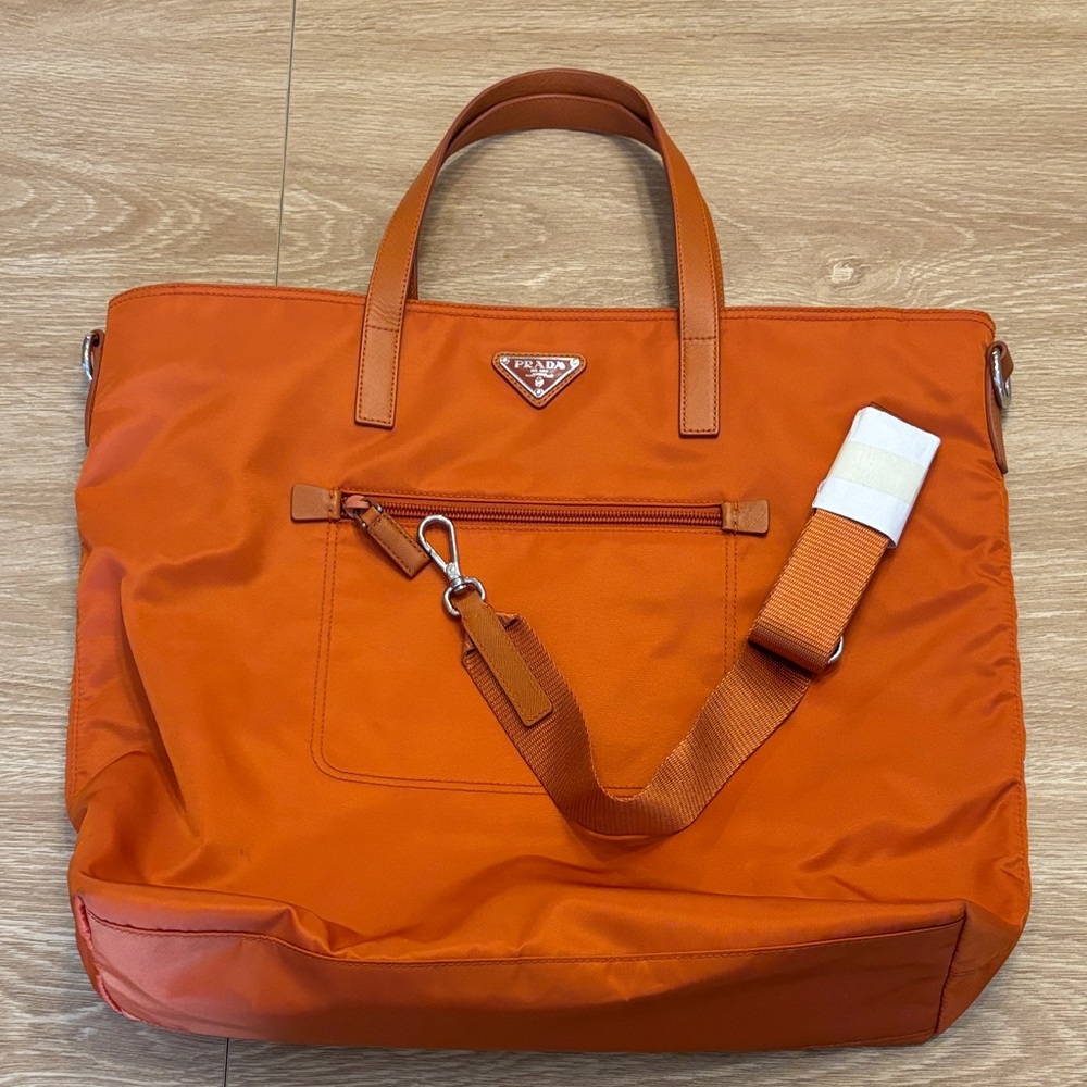 Orange Prada Tote Bag